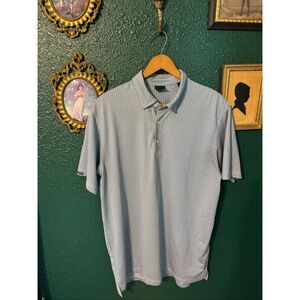Dunning Golf Polo Size Medium Blue Plaid Checkered